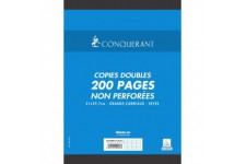 Conquerant Copies Doubles non perforees A4 70 g 200 pages grands carreaux seyes 100103718 Blanc