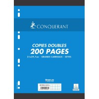 Conquerant Copies Doubles perforees A4 200 pages 70 g grands carreaux seyes
