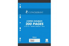 Conquerant Copies Doubles perforees A4 200 pages 70 g grands carreaux seyes