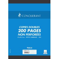 Lot de 10 : Conquerant 100102077 Copies doubles non perforees 21 x 29,7 cm 200 pages Petit Carreaux Blanc