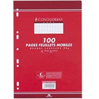 CONQUeRANT 92069 Feuillet Mobile Sep T A4 210x297mm 100f 90g 5x5mm Perfore blanc