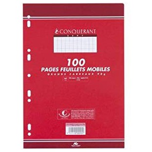 CONQUeRANT 92069 Feuillet Mobile Sep T A4 210x297mm 100f 90g 5x5mm Perfore blanc