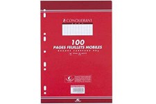 CONQUeRANT 92069 Feuillet Mobile Sep T A4 210x297mm 100f 90g 5x5mm Perfore blanc