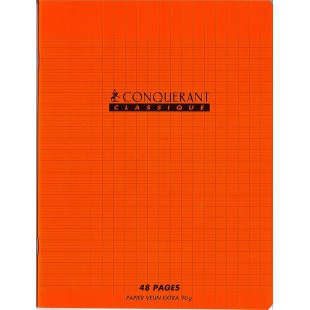 Conquerant 47515 Cahier Classique Piqure Couverture Polypropylene Rigide Transparente A5+ Papier Orange