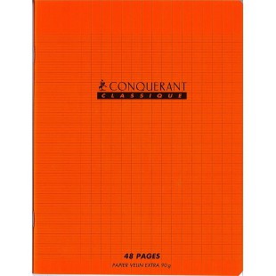 Conquerant 47515 Cahier Classique Piqure Couverture Polypropylene Rigide Transparente A5+ Papier Orange