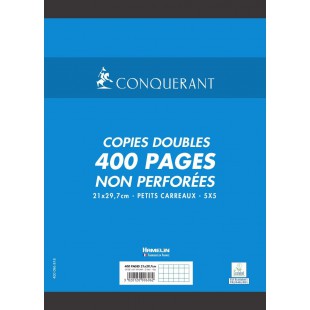 Conquerant Copies Doubles Non perforees A4 400 pages 70 g petits carreaux 5 x 5