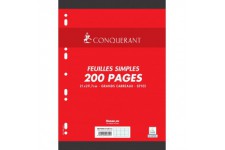 Conquerant Feuilles simples perforees A4 90 g 200 pages grands carreaux seyes 100102150