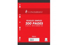 Conquerant Feuilles simples perforees A4 90 g 200 pages petits carreaux 5 x 5