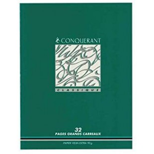 Conquerant 91253 Cahier Classique Piqure Usage Scolaire Couverture Vernie Carte Couchee A4+ Papier Vert