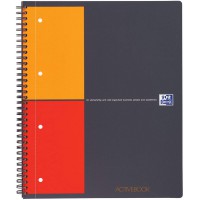 OXFORD Cahier International Activebook A4+ Petits Carreaux 5mm 160 Pages Reliure Integrale Couverture Polypro Gris