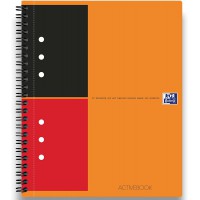 OXFORD Cahier International Activebook A5+ Ligne 6mm 160 Pages Reliure Integrale Couverture Polypro Gris