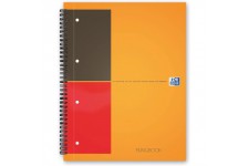 OXFORD Cahier International Filingbook A4+ Ligne 6mm 200 Pages Reliure Integrale Couverture Carte Rigide Orange