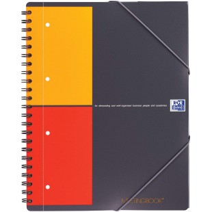 OXFORD Cahier International Meetingbook A4+ Petits Carreaux 5mm 160 Pages Reliure Integrale Couverture Polypro Gris
