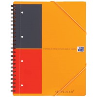 OXFORD Cahier International Meetingbook A4+ Ligne 6mm 160 Pages Reliure Integrale Couverture Polypro Gris