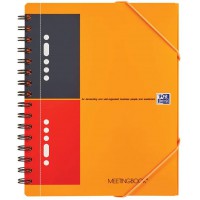OXFORD Cahier International Meetingbook A5+ Ligne 6mm 160 Pages Reliure Integrale Couverture Polypro Gris