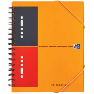 OXFORD Cahier International Meetingbook A5+ Ligne 6mm 160 Pages Reliure Integrale Couverture Polypro Gris