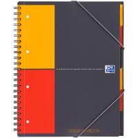 OXFORD Cahier International Organiserbook A4+ Petits Carreaux 5mm 160 Pages Reliure Integrale Couverture Polypro Gris