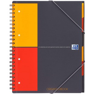 OXFORD Cahier International Organiserbook A4+ Petits Carreaux 5mm 160 Pages Reliure Integrale Couverture Polypro Gris