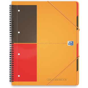 OXFORD Cahier International Organiserbook A4+ Ligne 6mm 160 Pages Reliure Integrale Couverture Polypro Orange