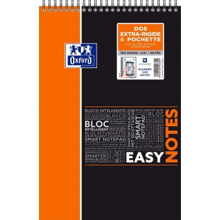 Oxford EasyNotes Bloc-Notes a  Spirales Format A4+ 160 Pages Grands Carreaux Seyes Couverture Polypro Couleur Aleatoire