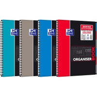 Oxford OrganiserBook Cahier Spirale + Trieur Format A4+ 160 pages Petits Carreaux 5x5 Couverture Polypro Couleur Aleatoire
