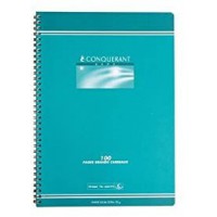 CONQUeRANT Cahier reliure spirale 21x29,7 cm 100 pages grands carreaux Seyes 70g