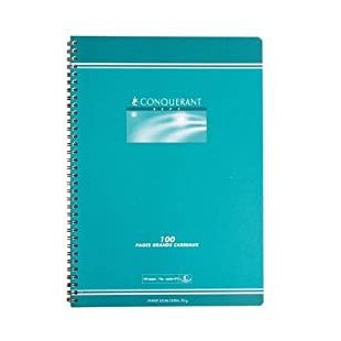 CONQUeRANT Cahier reliure spirale 21x29,7 cm 100 pages grands carreaux Seyes 70g