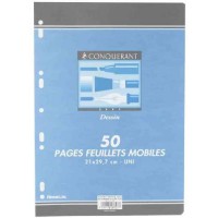 CONQUeRANT 92076 Feuillet Mobile Sep T A4 210x297mm Papier Dessin 120g Perfore Blanc