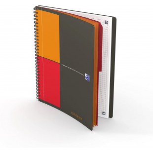 OXFORD Cahier International Activebook B5 Petits Carreaux 5mm 160 Pages Reliure Integrale Couverture Polypro Gris