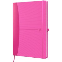 OXFORD Signature Cahier A5 Broche 160 Pages Lignees 6mm Couverture Rigide Fuchsia avec Boucle a  Stylo et Fermeture elastique