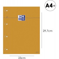 OXFORD Bloc-Notes Perfore Orange A4+ Grands Carreaux Seyes 80 Feuilles Agrafees Cote Couverture Carte Enduite Orange