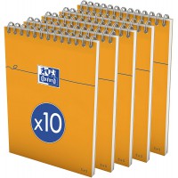 OXFORD Lot de 10 Bloc-Notes Orange A5 Petits Carreaux 160 Pages Reliure Integrale Couverture Carte Enduite Orange