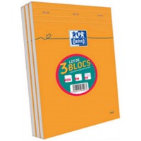 OXFORD Lot de 3 Bloc-Notes A4 (21x 29,7) 160 Pages Petits Carreaux 5x5mm Non Perforees Couverture Orange