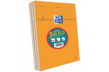 OXFORD Lot de 3 Bloc-Notes A4 (21x 29,7) 160 Pages Petits Carreaux 5x5mm Non Perforees Couverture Orange