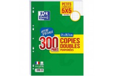 OXFORD Lot de 300 Pages Copies Doubles Perforees A4 (21 x 29,7cm) 90g Petits Carreaux 5x5mm avec Marge