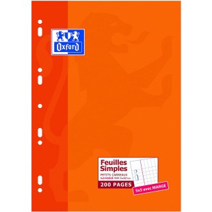 Oxford Scolaire Classique Feuilles A4 simples petits carreaux 200 pages Blanc