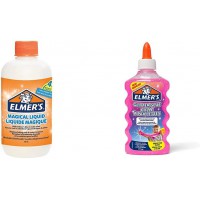 Elmer's 2050942 Solution Magical Liquid pour faire du slime flacon de 258.77 ml & colle pailletee, rose, lavable et adaptee aux 