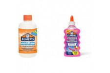 Elmer's 2050942 Solution Magical Liquid pour faire du slime flacon de 258.77 ml & colle pailletee, rose, lavable et adaptee aux 