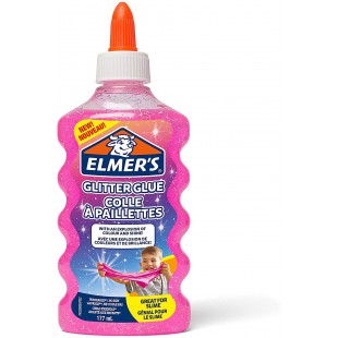 Elmer's colle pailletee, rose, lavable et adaptee aux enfants, 177 ml - Parfaite pour fabriquer du slime
