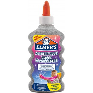 Elmer's colle pailletee, argent, lavable et adaptee aux enfants, 177 ml - Parfaite pour fabriquer du slime