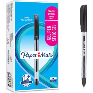 Lot de 12 : Paper Mate stylos a encre gel, pointe ultrafine (0,5mm), noir