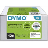 DYMO Authentic LW etiquettes autocollantes polyvalentes, 32 mm x 57 mm, 12 rouleaux de 1 000 etiquettes faciles a  decoller (12 