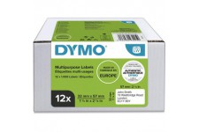 DYMO Authentic LW etiquettes autocollantes polyvalentes, 32 mm x 57 mm, 12 rouleaux de 1 000 etiquettes faciles a  decoller (12 