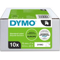 DYMO Authentic D1 etiquettes autocollantes, impression en noir sur fond blanc, 12 mm x 7 m, pour imprimantes d'etiquettes LabelM