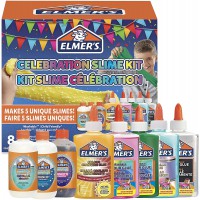 Elmer's kit Slime Celebration | Liquide magique activateur de slime et colles inclus | 8 pieces