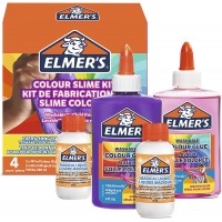 Lot de 4 : Elmer's kit pour slime colore | Ingredients pour slime avec colle coloree PVA lavable | Couleurs assorties | Liquide 