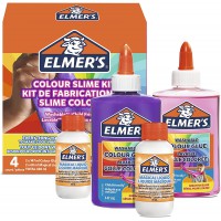 Elmer's kit pour slime colore | Ingredients pour slime avec colle coloree PVA lavable | Couleurs assorties | Liquide 