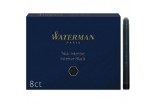 Waterman cartouches d'encre pour stylo plume, format long « international », couleur Noir Intense, boite de 8