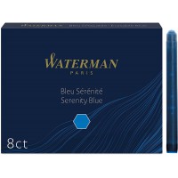 Waterman cartouches d'encre pour stylo plume | format long « standard » | couleur Bleu Serenite | boite de 8