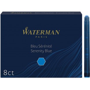 Waterman cartouches d'encre pour stylo plume | format long « standard » | couleur Bleu Serenite | boite de 8